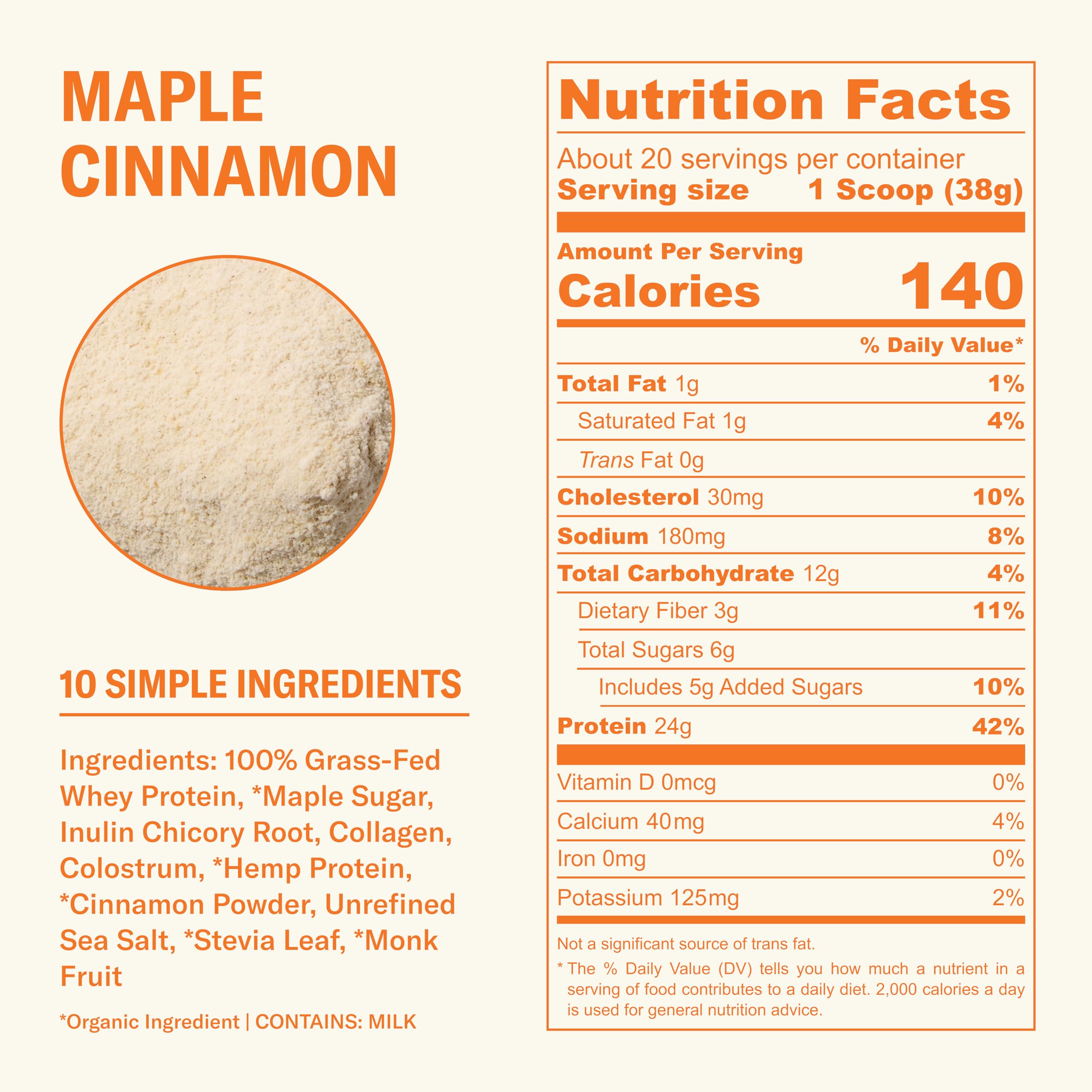 Ballerina Farm Grass Fed Whey Protein Powder, Maple Cinnamon, 24g Protein with Collagen Peptides, Bovine Colostrum, Hemp Hearts & Prebiotic Fiber, No Artificial Ingredients, 20 Servings — Amazon image 2