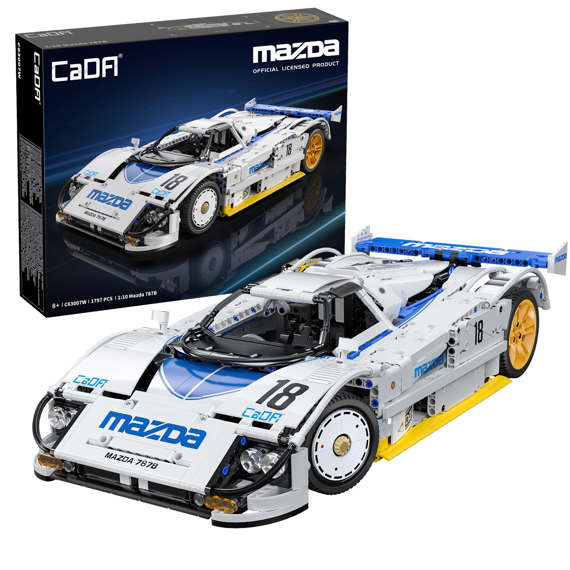 CaDA Mazda 787B Japanese 1:10 Racing Car - 1797 Pieces - Self-Build Brick Building Block Model C63007W