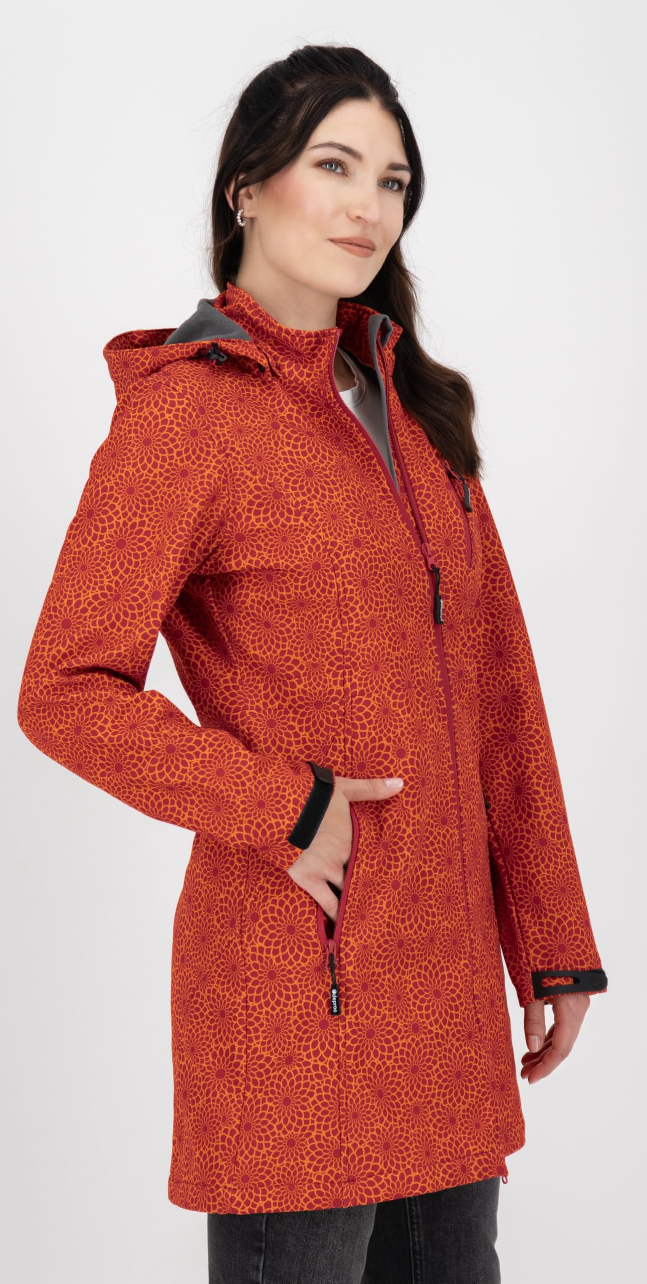 DEPROC A.C.T.I.V.E Płaszcz softshell Kobiety Damen Softshellmantel Mit Abnehmbarer Kapuze Übergangsjacke Kurzmantel Shelby Long