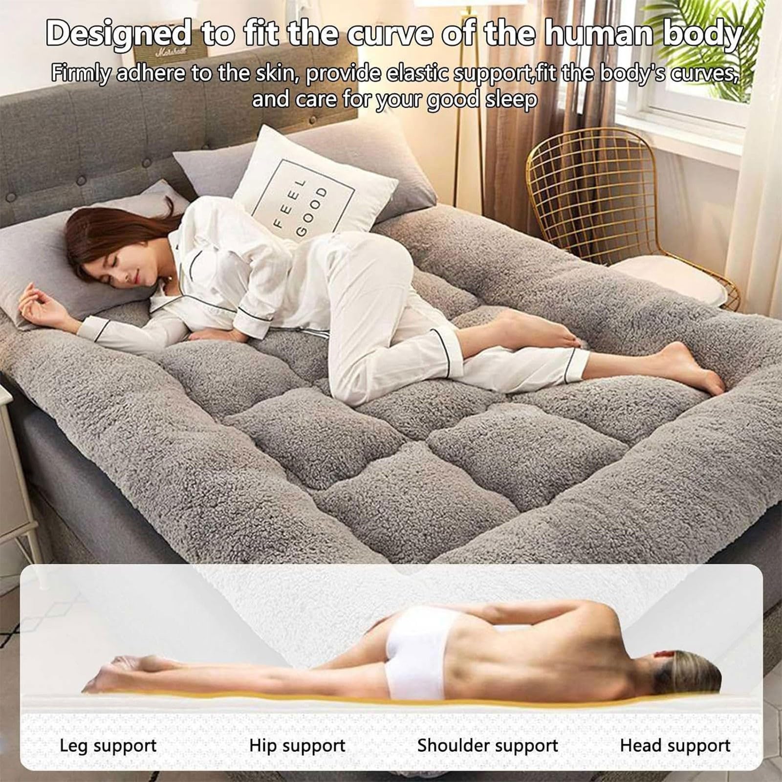 Colchón Todo Incluido Sábana Bajera Espesada Funda de Colchón 100% Algodón Soja Antideslizante Acolchado Colcha para Apartamento Dormitorio (Color : Marrón Tamaño: 200 x 220 cm)