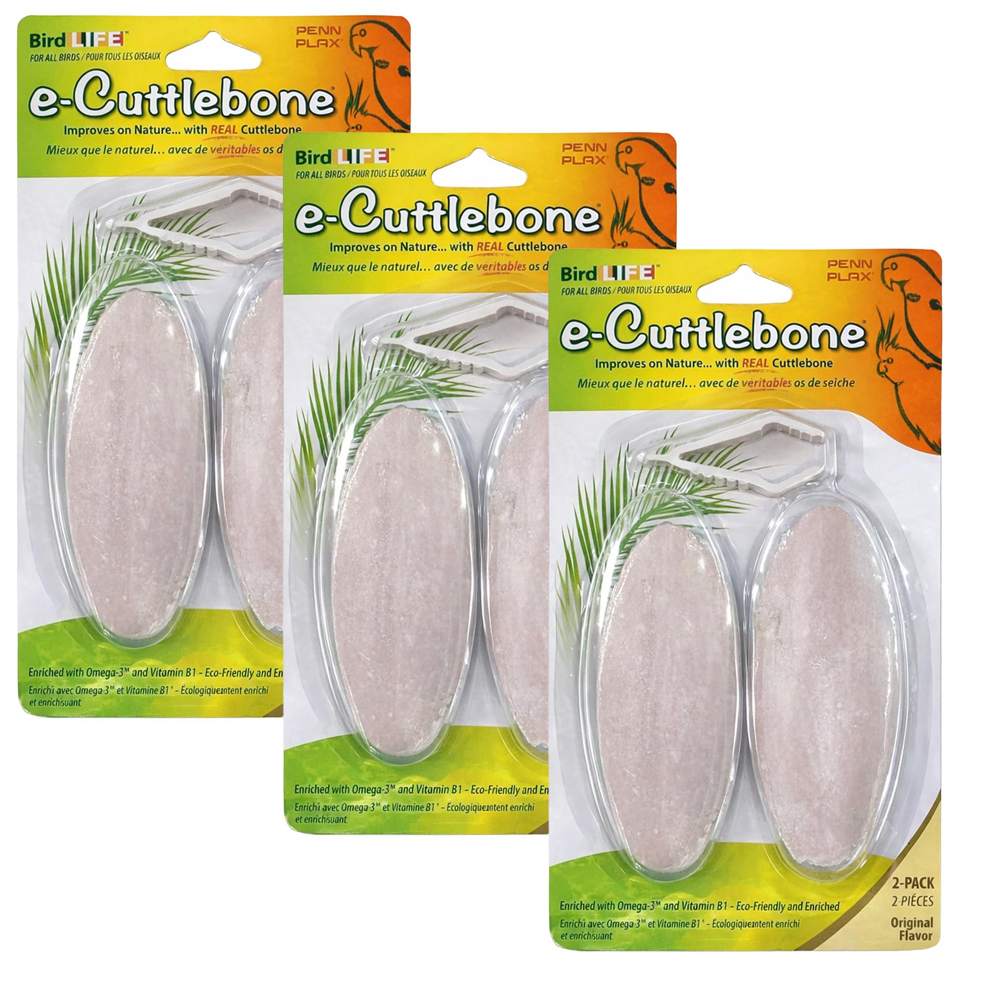 Penn-Plax Bird-Life E-Cuttlebone Original, 3 Pk (2 Count Each) - White