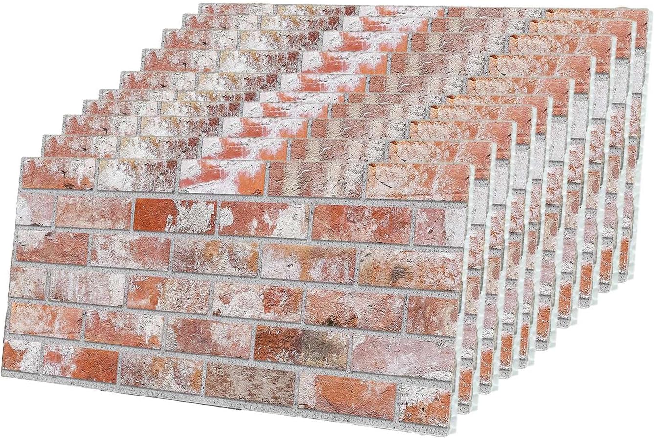 IZODEKOR 3D Wall Panels Brick Effect - Cladding, Stone Look, Styrofoam Facing for Living Room, Kitchen, Bathroom, Balcony, Bedroom, Back of Counter | Stone House (10 x Panels) - Covers 53 sq ft