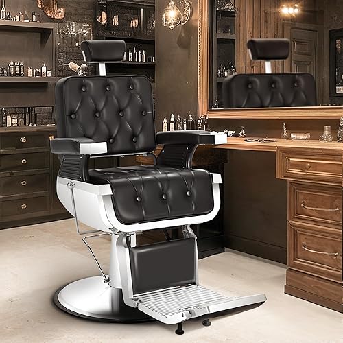 Silla de peluquería reclinable, silla de peluquería estilista, sillas de peluquería para peluquería soporta hasta 500 libras, equipo de champú