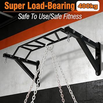 Wall Mounted Pull Up Bar | Chin Up Bar | Multi Grip Pull Up Station | Perfect for Commercial and Garage Gym Reinforcement