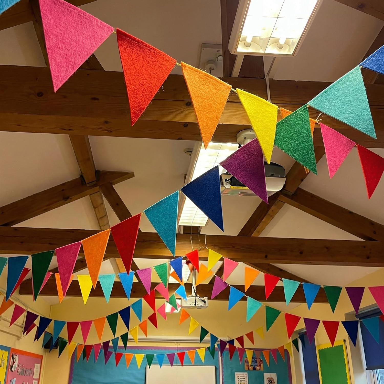 Outus 6 Pack 72 Flags/8.2 ft Rainbow Pennant Banner, Multicolor Bunting String Triangle Flags Garland for Birthday Party Classroom Carnival Baby Shower Indoor Outdoor Decorations(Rainbow Colors)