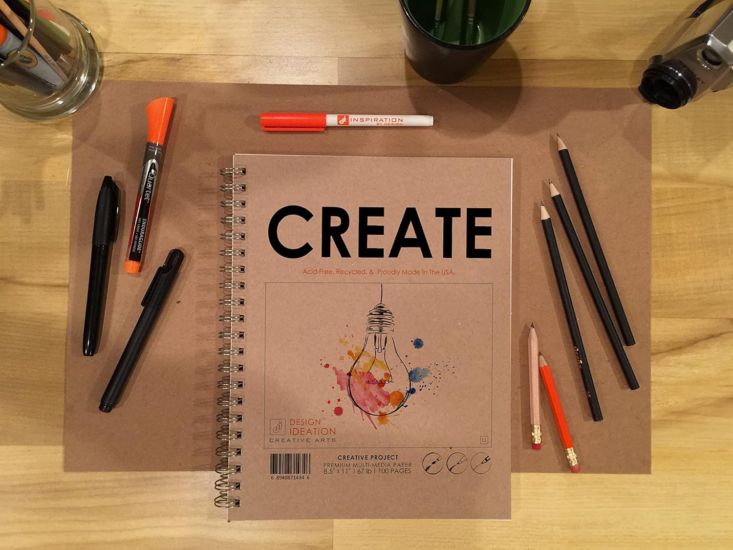 Design Ideation Create. Wire Bound Sketchbook. Left Spine. Multi-Media. (8.5" x 11") WB-50100-LS. (5 Book Value Pack)