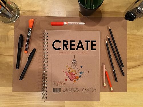 Miniatura 2 de Crea libro. Cuaderno de bocetos encuadernado con alambre para lápiz, tinta, marcador, carbón y pinturas de acuarela. (8.5 x 11 pulgadas) (1)