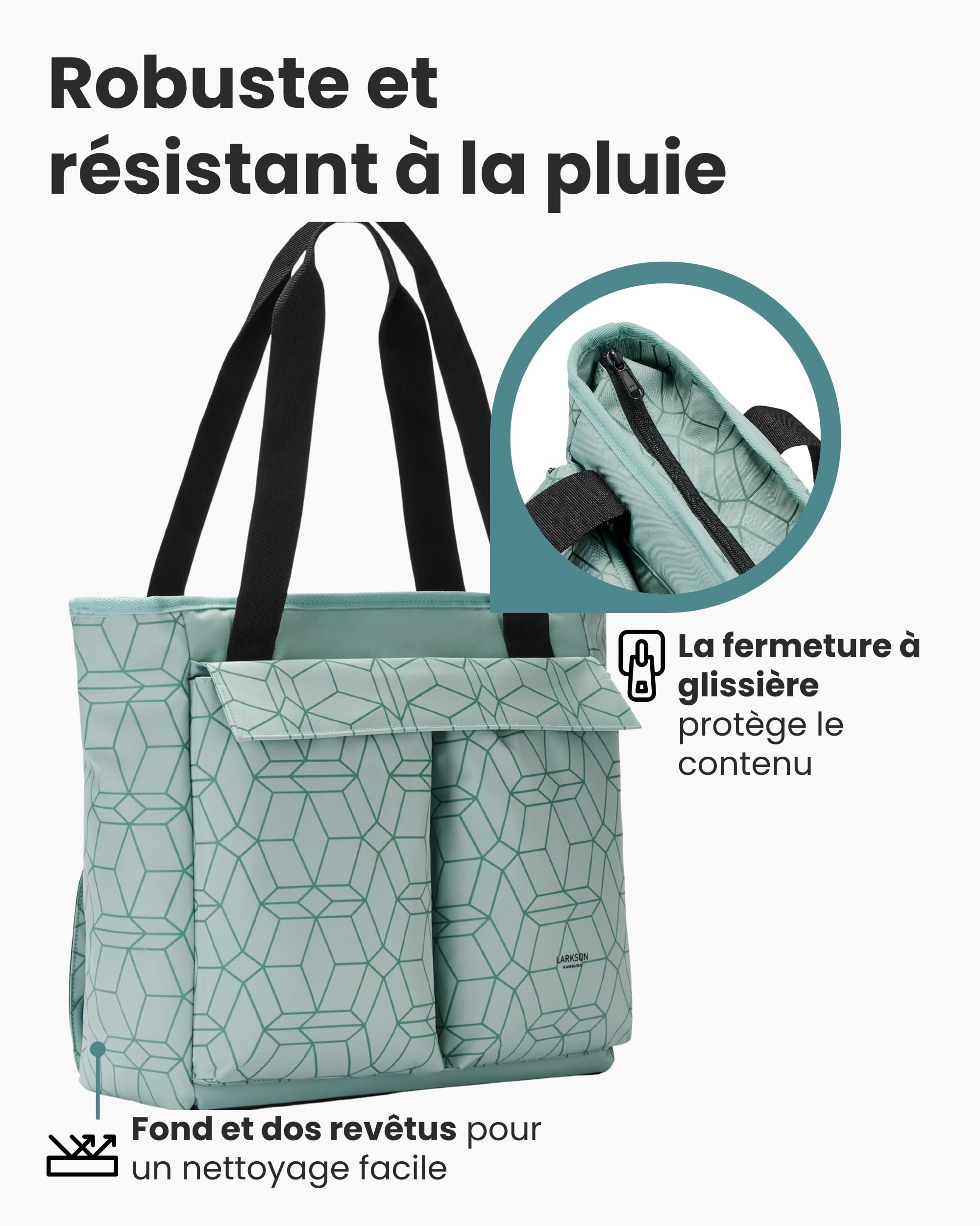 LARKSON Sacoche de Vélo pour Porte-Bagage Femmes & Hommes Menthe - Nova Bike - 2 en 1 Sac de Bicyclette & Sacoche Arrière pour Porte-Bagages - Poche de Courses - Imperméable