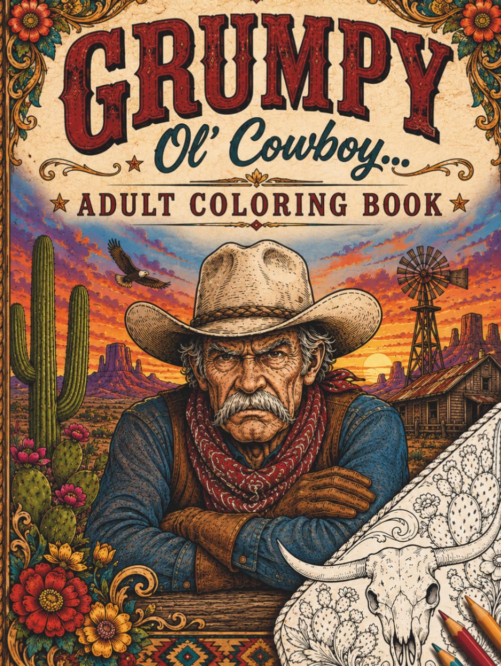 Grumpy Ol' Cowboy... Adult Coloring Book: Cowboy Wisdom, Rodeo Humor & Ranch Life (Saddle Up Western Cowboys and Cowgirls Coloring)