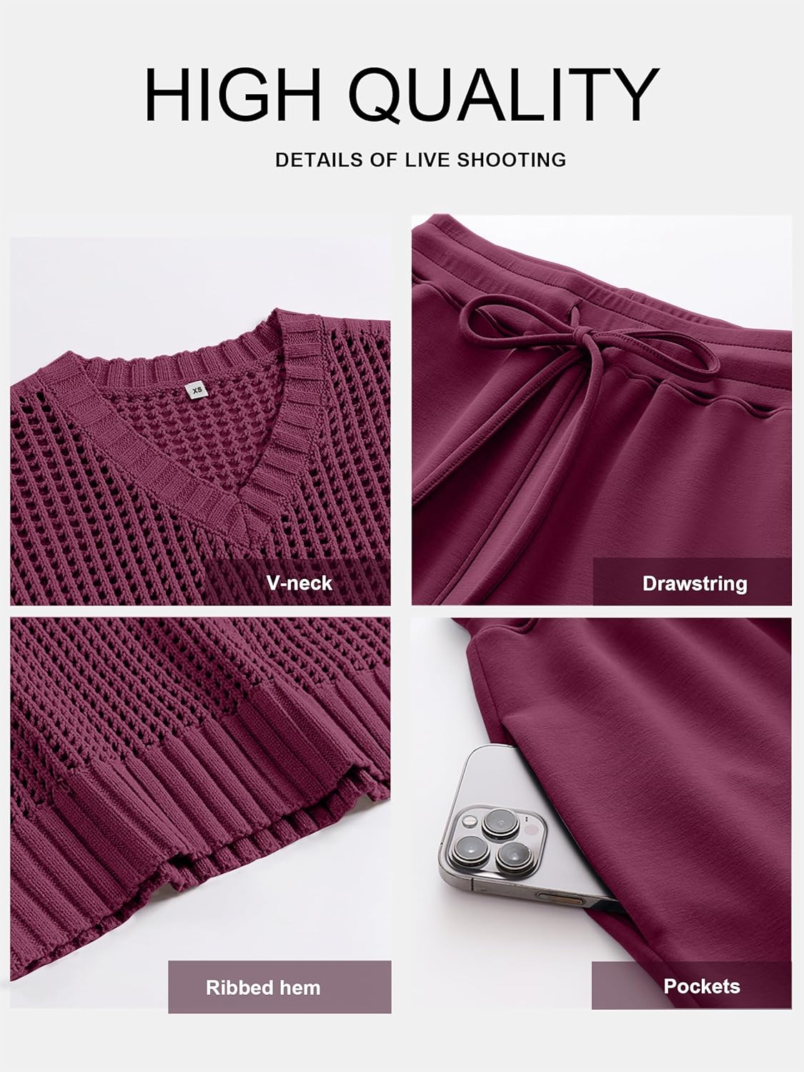 ANRABESS Women 2 Piece Outfits Summer Lounge Sets Crochet Knit Sweater Vest Wide Leg Pants Casual Beach Vacation Clothes - Image 6