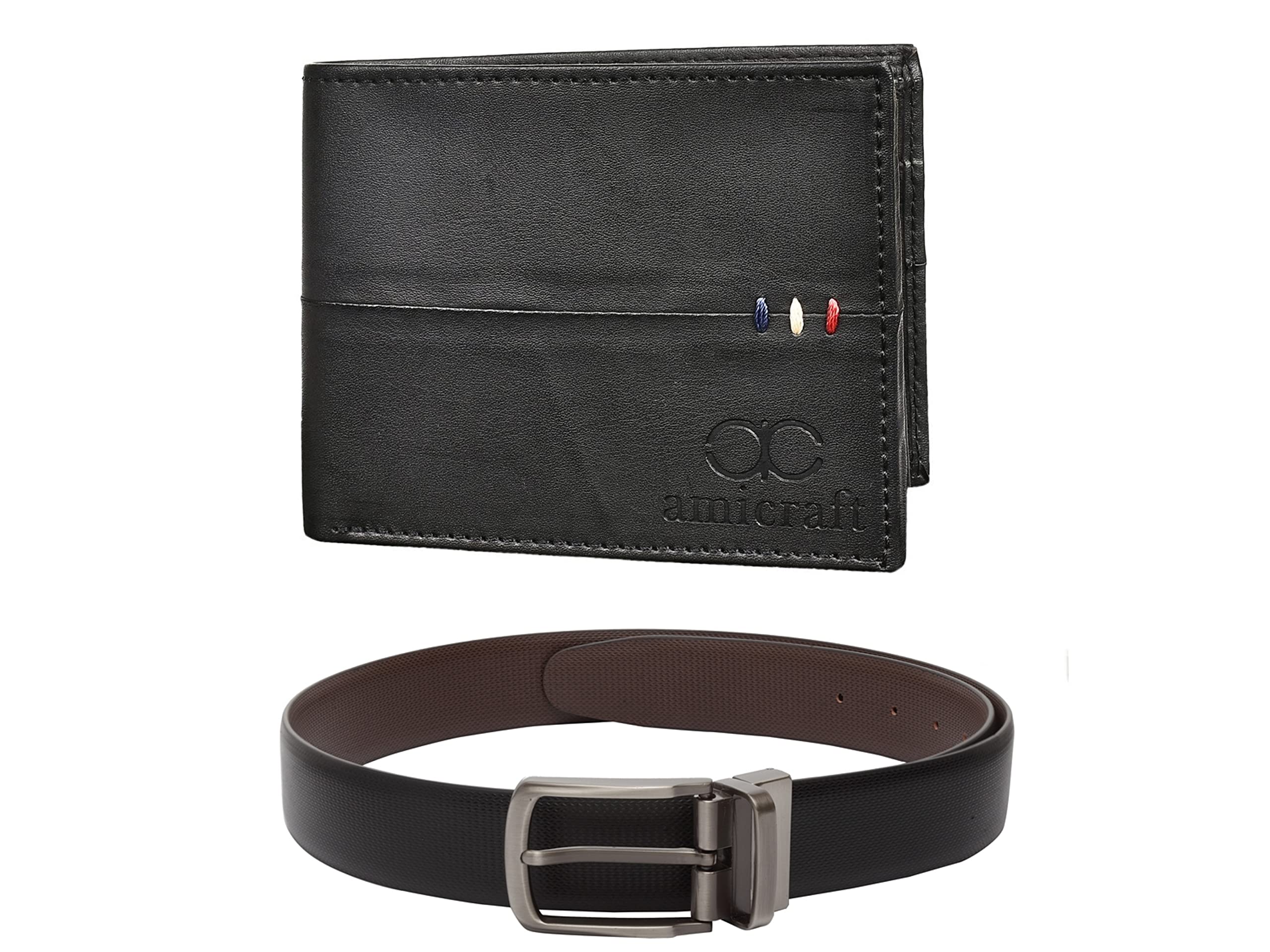 PU Leather Belt and Wallet Gift Set for Men