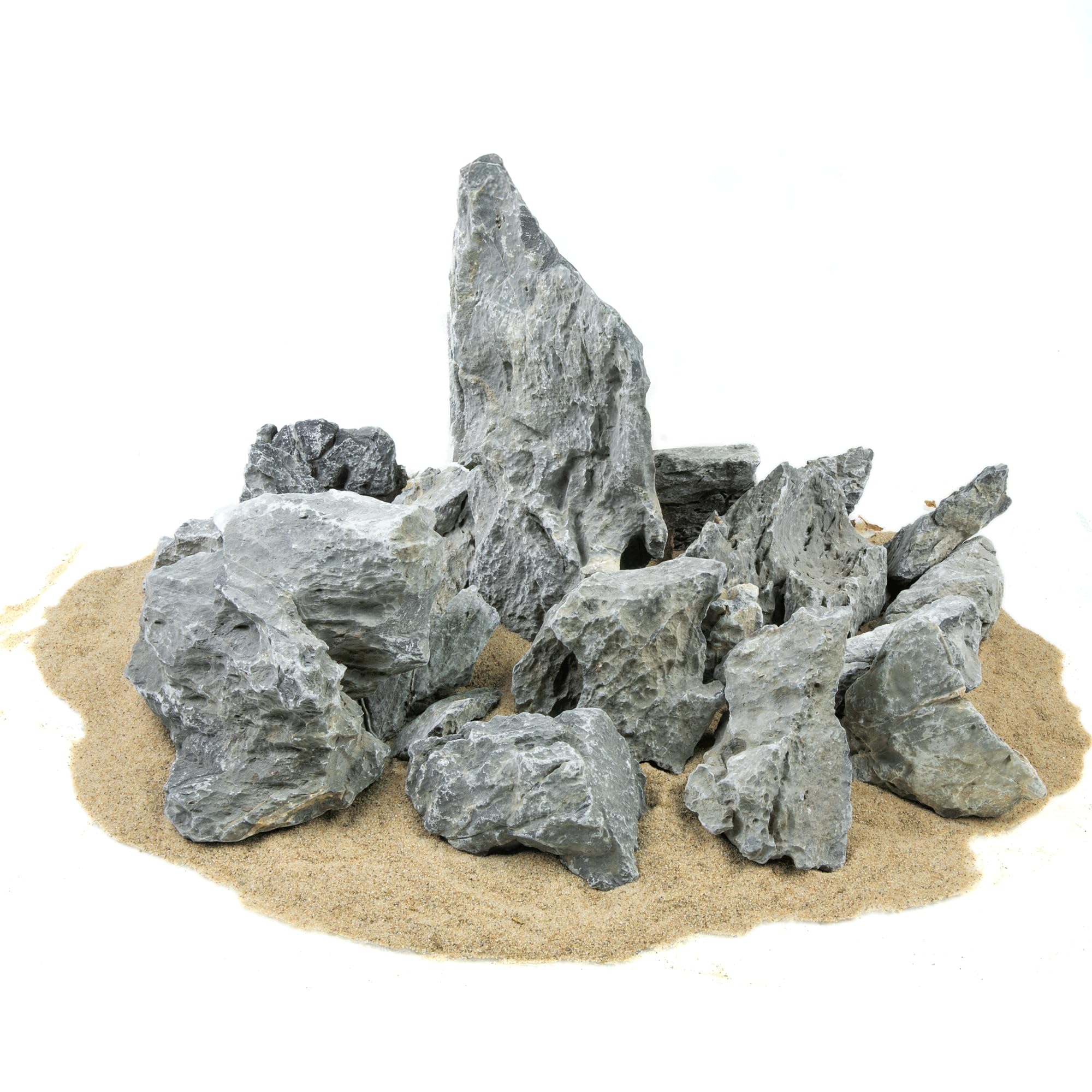 Seiryu Steine 25 kg | Mini Landschaft Aquarium Steine Mix S bis XL | Naturstein Deko für Aquascaping & Terrarium | Einzigartige Formen & Farben | Unterstützt stabiles Wasserklima