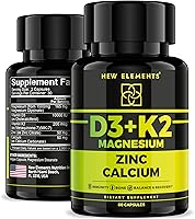 Vista 1 de Vitamina D3 K2 con glicinato de magnesio + zinc y calcio Magnesio 1500mg D3 10,000 UI K2 (MK7) 200mcg Zinc 50mg Calcio 50mg Apoyo