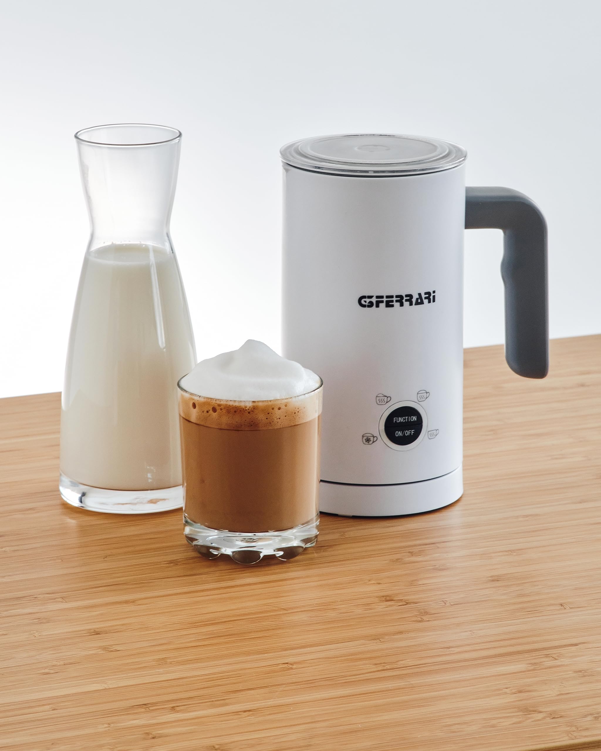 G3 Ferrari G10173 Espumador de Leche Eléctrico ''Montante'' 500 W, Apagado Automático, Capacidad 150 ml batidora y 300 ml para calentar, Blanco
