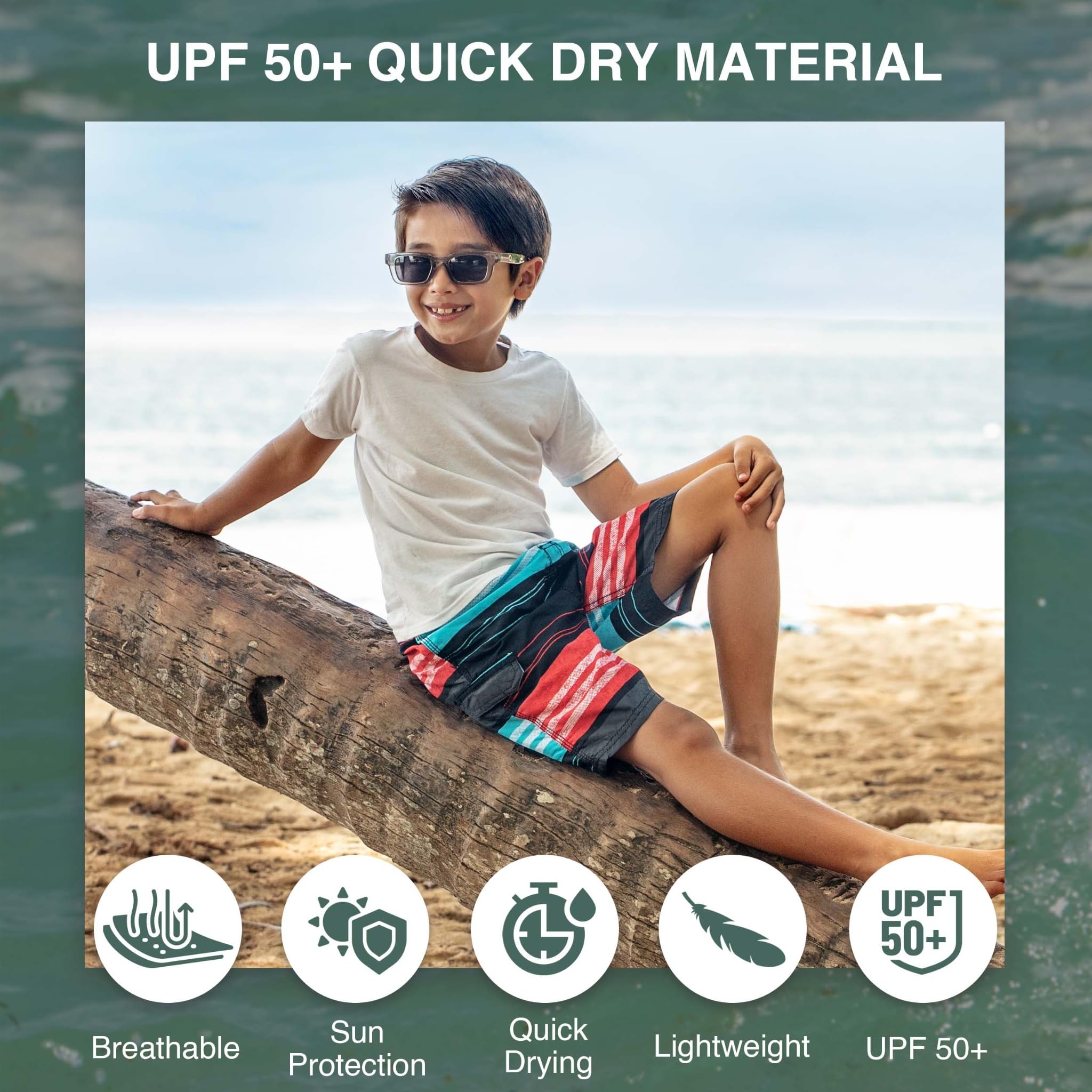 Kanu Surf Boys' Specter Quick Dry UPF 50+ Beach Swim Trunk
