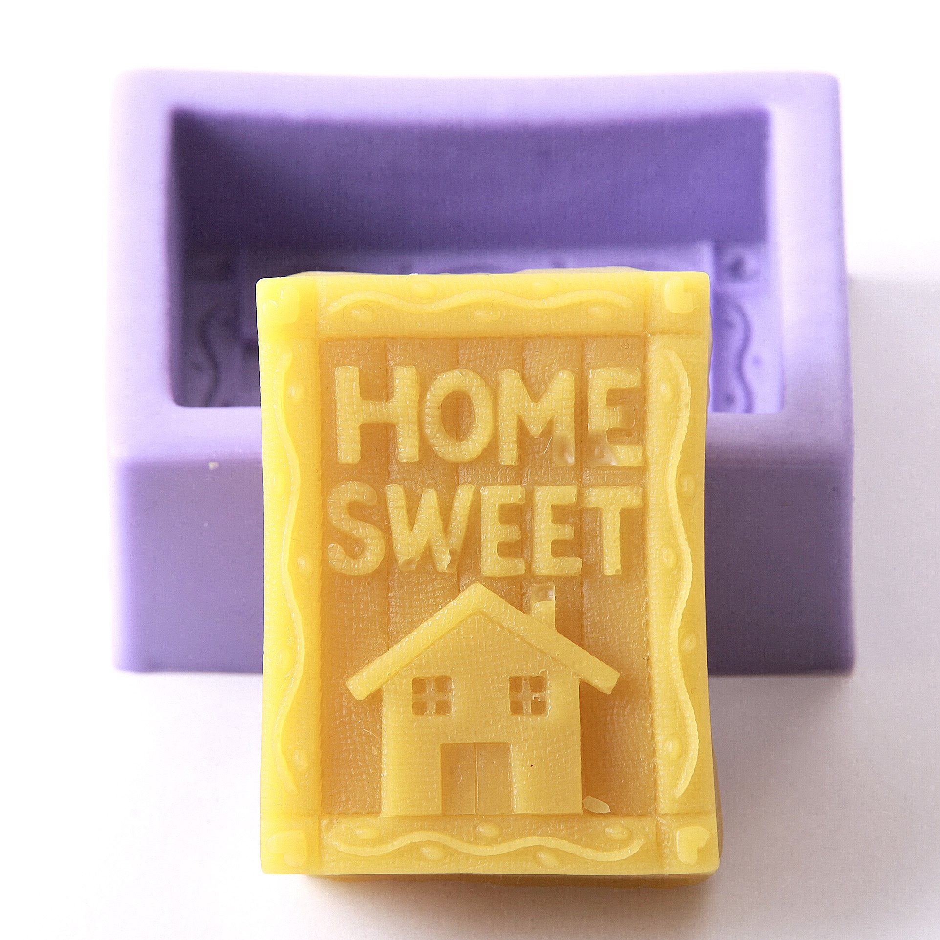 Moule silicone rectangle Home Sweet Home x5 pour pâtisserie et savon