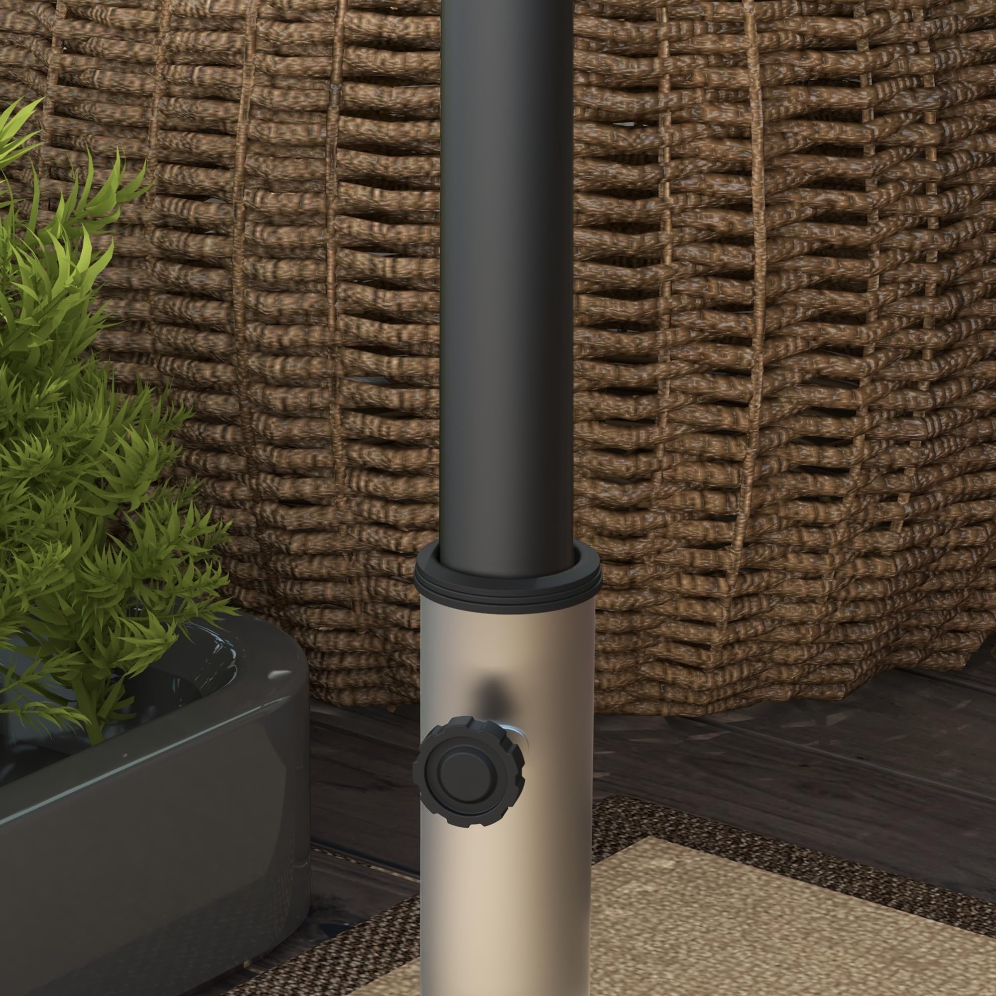Outsunny Base per Ombrellone da Giardino in Granito, Basamento per Ombrellone da 28kg con Rotelle e Maniglia Estensibile, 41x41x37.5cm, Grigio