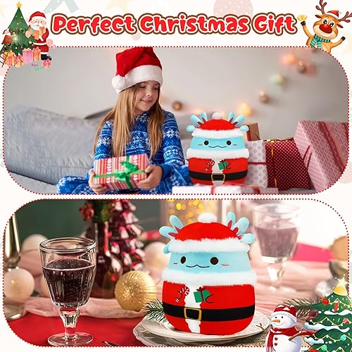 Miniatura 3 de Christmas Axolotl Plush Toy, 8-Inch Axolotl Stuffed Animal Christmas Plush Pillow, Soft Stuffed Animals Gifts for Kids Adults Birthday,Blue