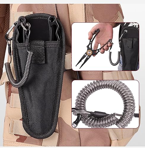 Miniatura 7 de Alicates de pesca (con cerradura), plantilla de labios de pescado, alicates de pesca, herramientas de pesca multifuncionales de aluminio portátiles,