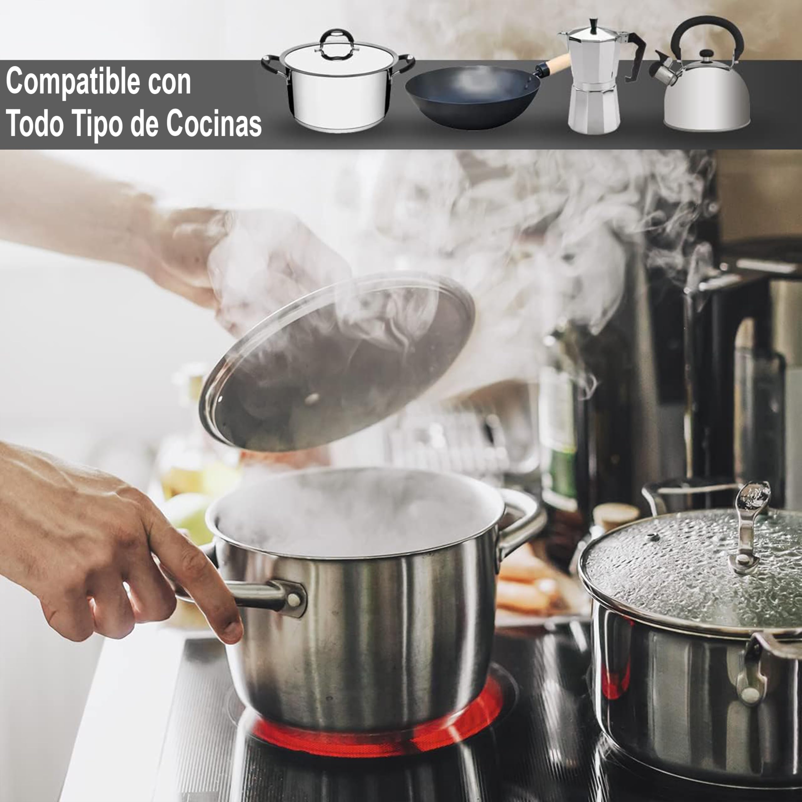 Juego de Batería de Cocina de 12 Piezas de Acero Inoxidable, Incluye Sartén y Cacerola