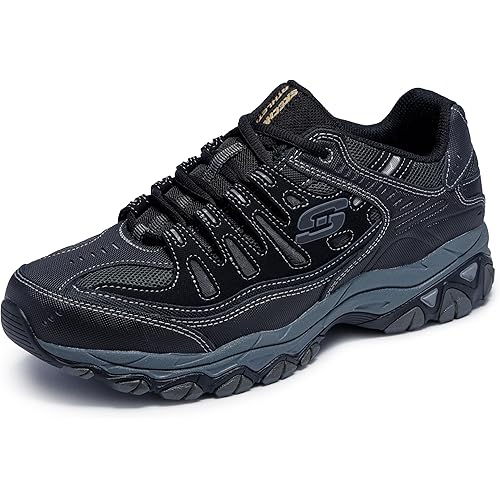 Skechers Men's Afterburn M. Fit Fashion Sneakers - Leather Upper, Memory Foam Insole, Rubber Outsole