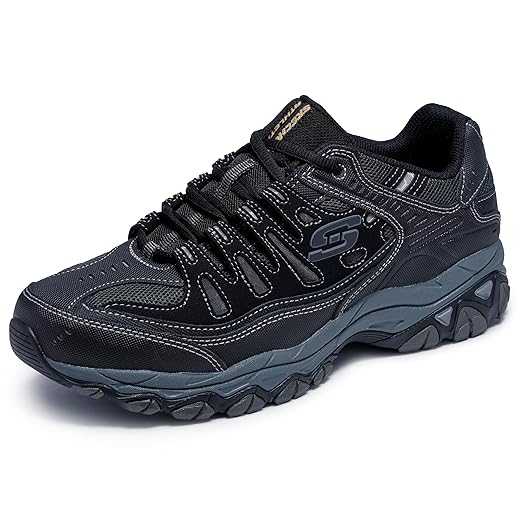 Skechers Men's Afterburn M. Fit Fashion Sneakers - Leather Upper, Memory Foam Insole, Rubber Outsole