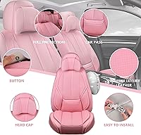 Vista 3 de CAR PASS Juego completo de fundas de asiento de cuero de napa acolchadas, universales, impermeables, duraderas, todas las fundas de asiento de coche