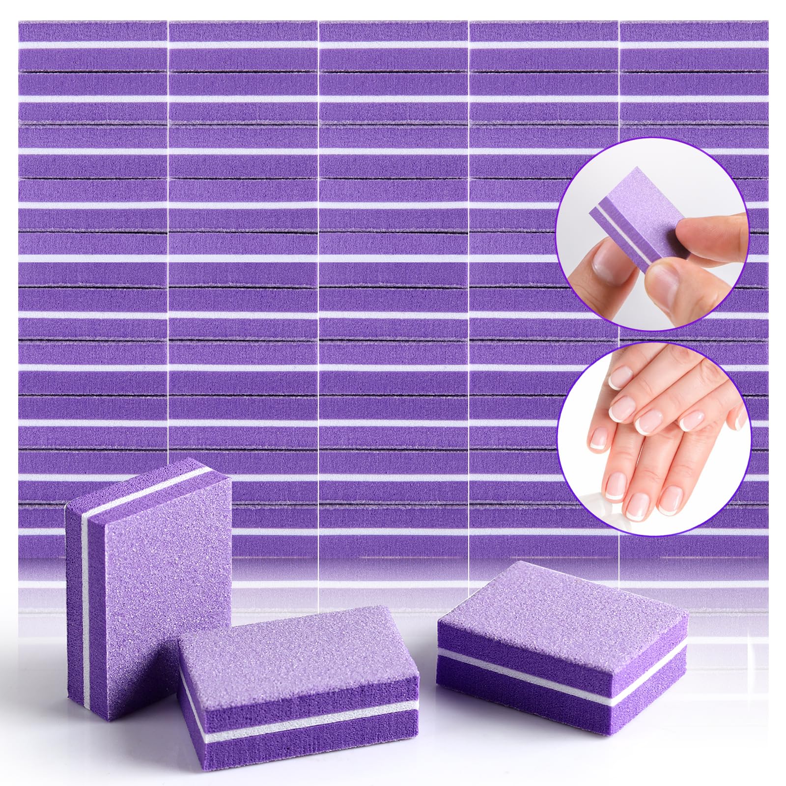 SAVILAND 150PCS Buffer für Nägel, Nagelpufferblöcke 80/100, Nagel Buffer Feilen Doppelseitige Buffer für Gelnägel & Acrylnägel, Nail Buffer Schleifblöcke Polierblöcke Nagelfeile Block, Waschbar (Lila)