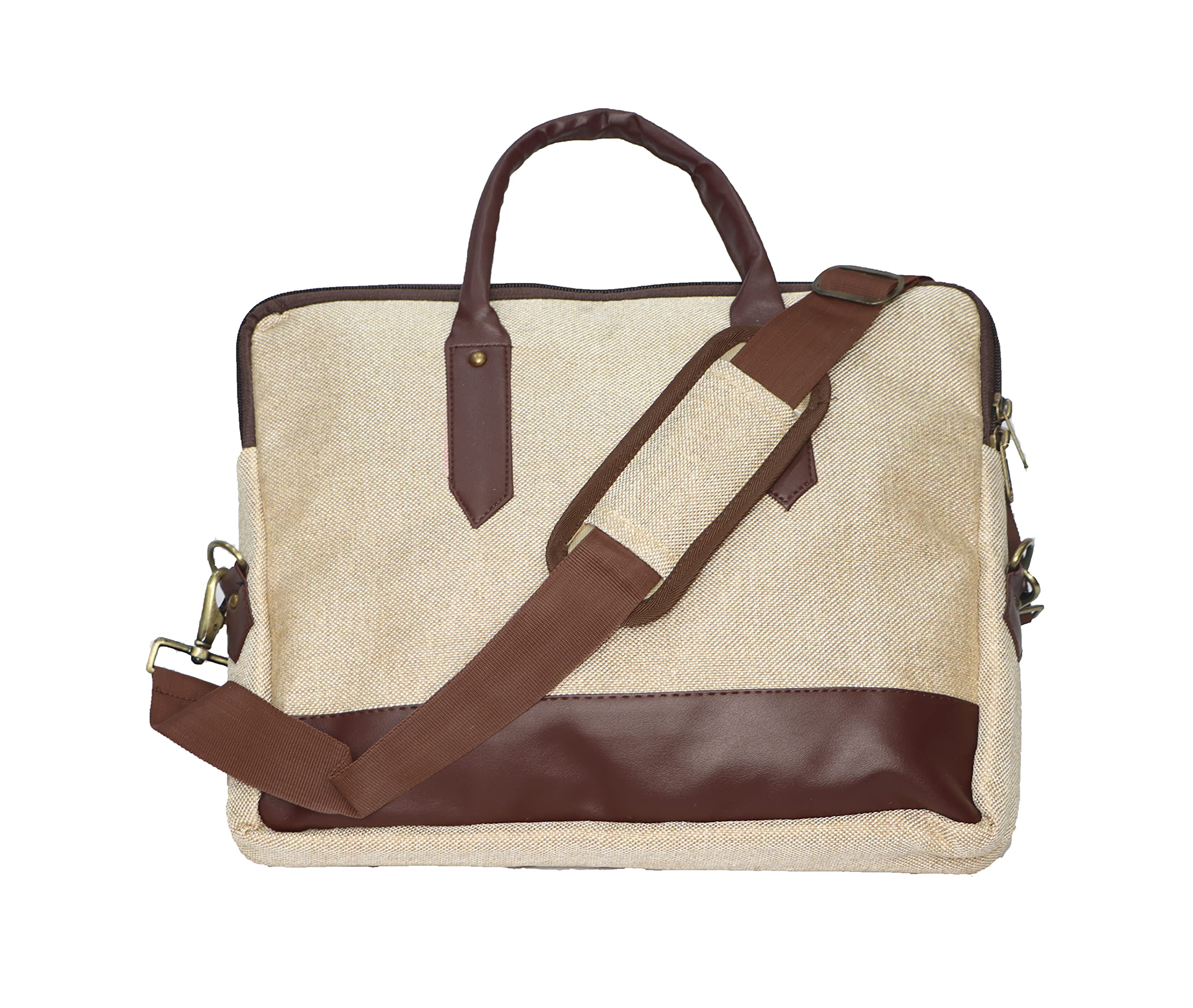 Jaishree Creation -Cream Brown Laptop Bag Jute material