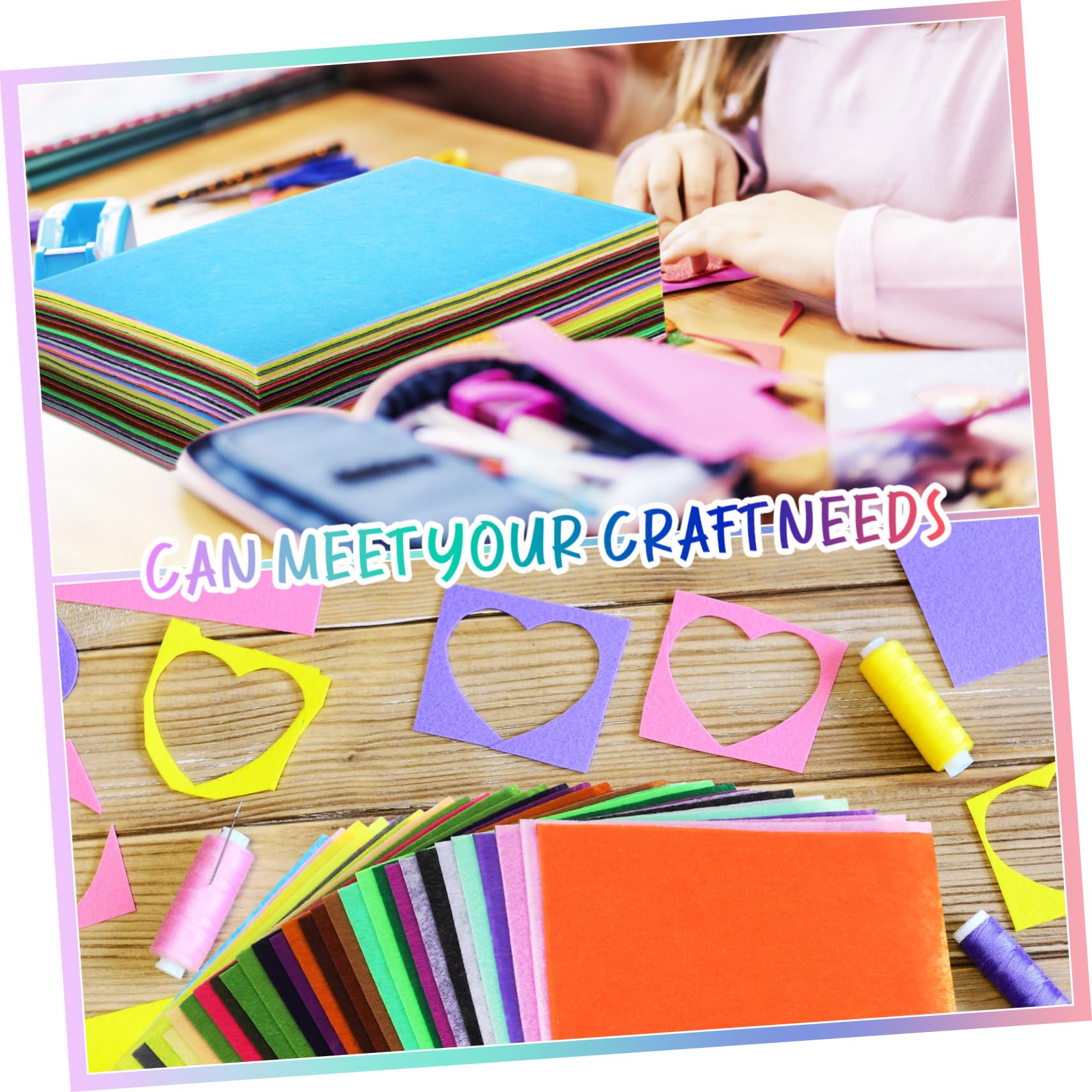 Fieltro Fino de Colores Surtidos, 60 Hojas para Costura y Patchwork