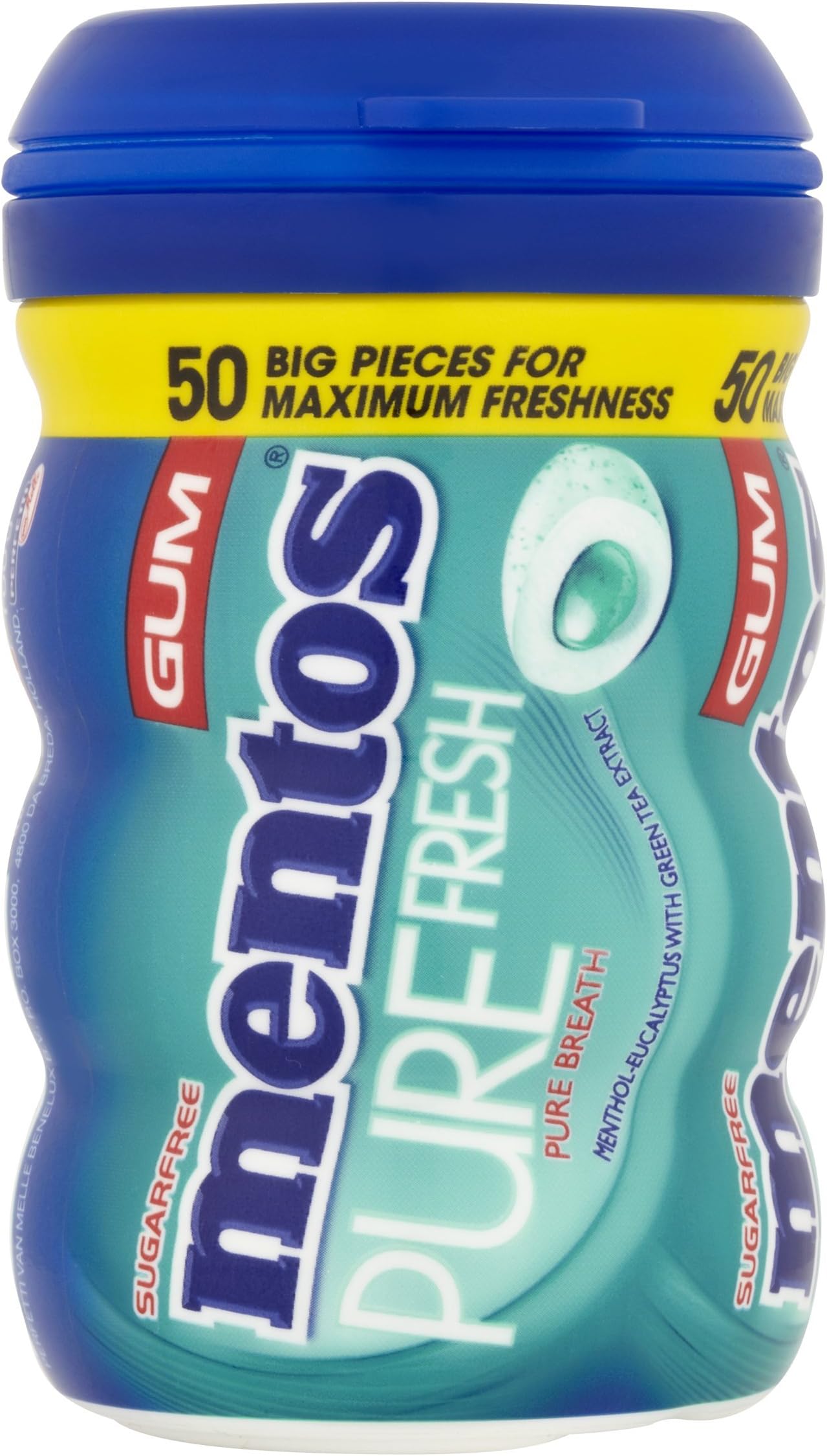 Mentos Gum Pure Fresh, Menthol Eucalyptus (Pack of 6 , 50-Piece)