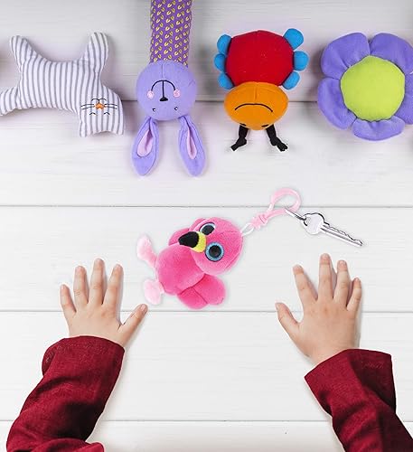 Miniatura 6 de DolliBu Big Eye - Llavero de peluche de flamenco rosa, llavero de flamenco de peluche, llavero de animal esponjoso para mochila o bolso, llavero de
