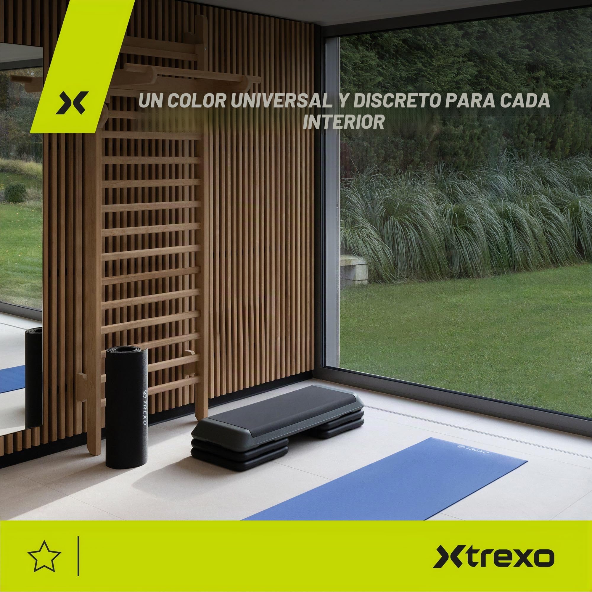 TREXO Aerobic Step para Ejercicios Cardio Fitness Altura Ajustable 10-15-20 cm Superficie Grande 109 x 41 cm Materiales Duraderos de Alta Calidad Entrenamiento Hasta 250 kg VERDE|NARANJA|MORADO