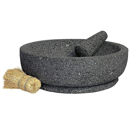 The Curated Pantry Molcajete mexicano grande 12 pulgadas tallada a mano 100 piedra volcánica Molcajete Mexicano de Piedra Volcanica Grande