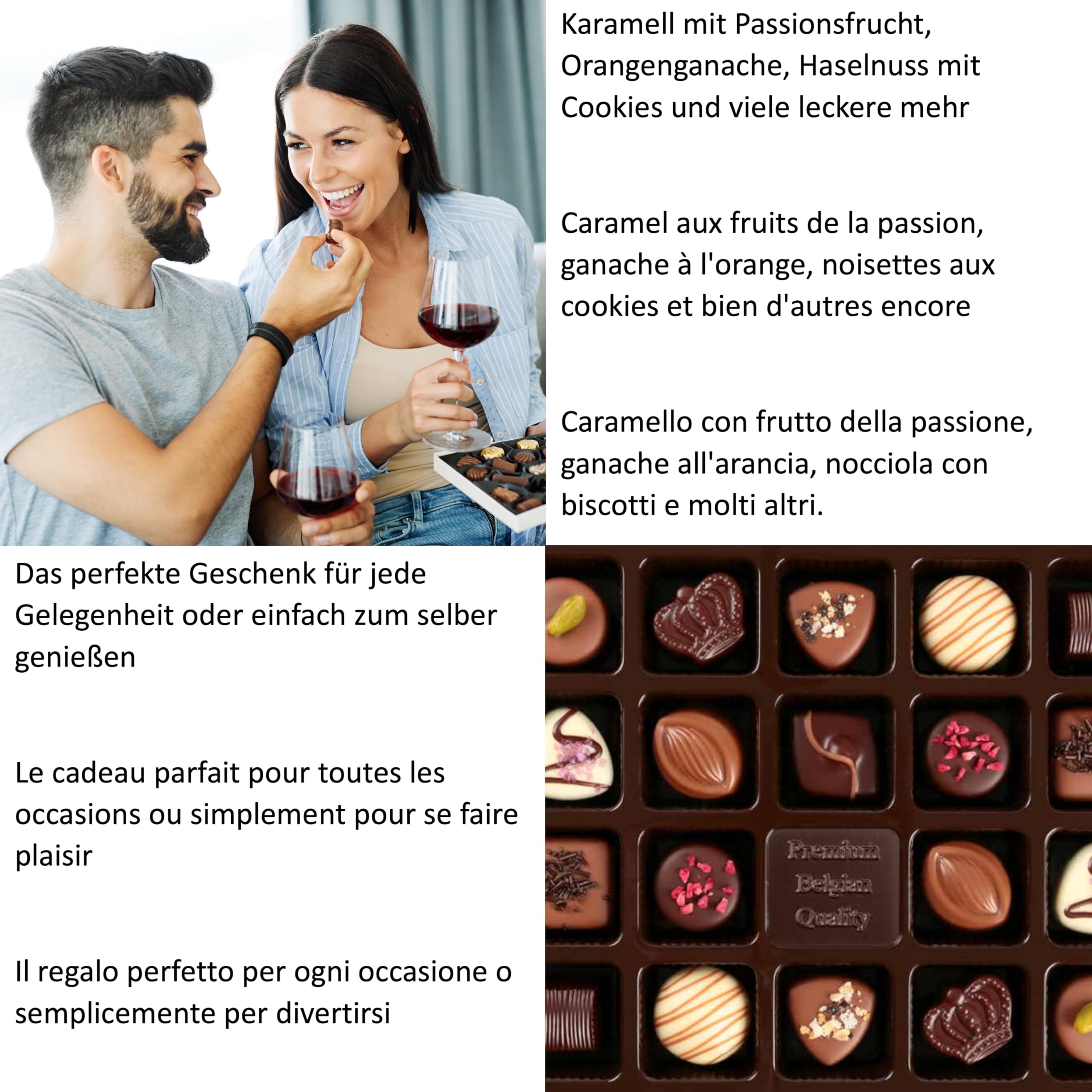 Cioccolatini di lusso belgi 19x indulgenza individuale - fatti nella tradizione artigianale, 250 grammi