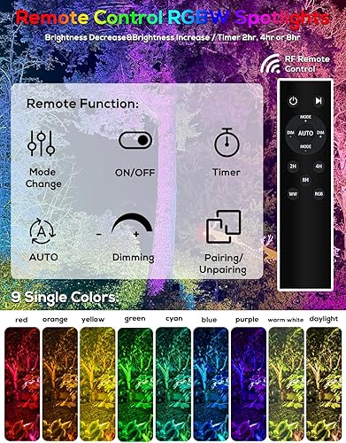 Miniatura 2 de ZYAN Solar Landscape Spotlights Outdoor, Auto OnOff & IP65 Waterproof, LED Spot Lights for Garden, Pathway, Tree, Yard Warm WhiteRGB Color