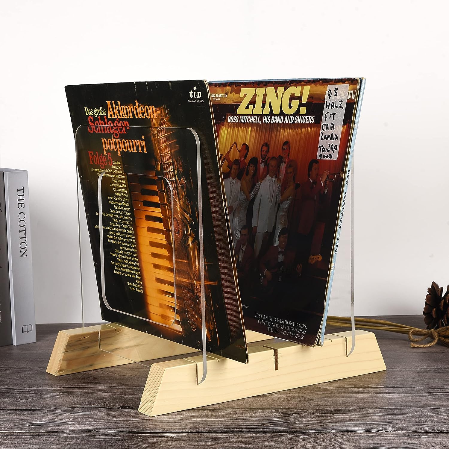 BADALU Soporte de almacenamiento de discos de vinilo, almacenamiento de discos de vinilo con diseño de ranura profunda antideslizante para hasta 60 álbumes de 7 o 12 pulgadas, soporte de exhibición de