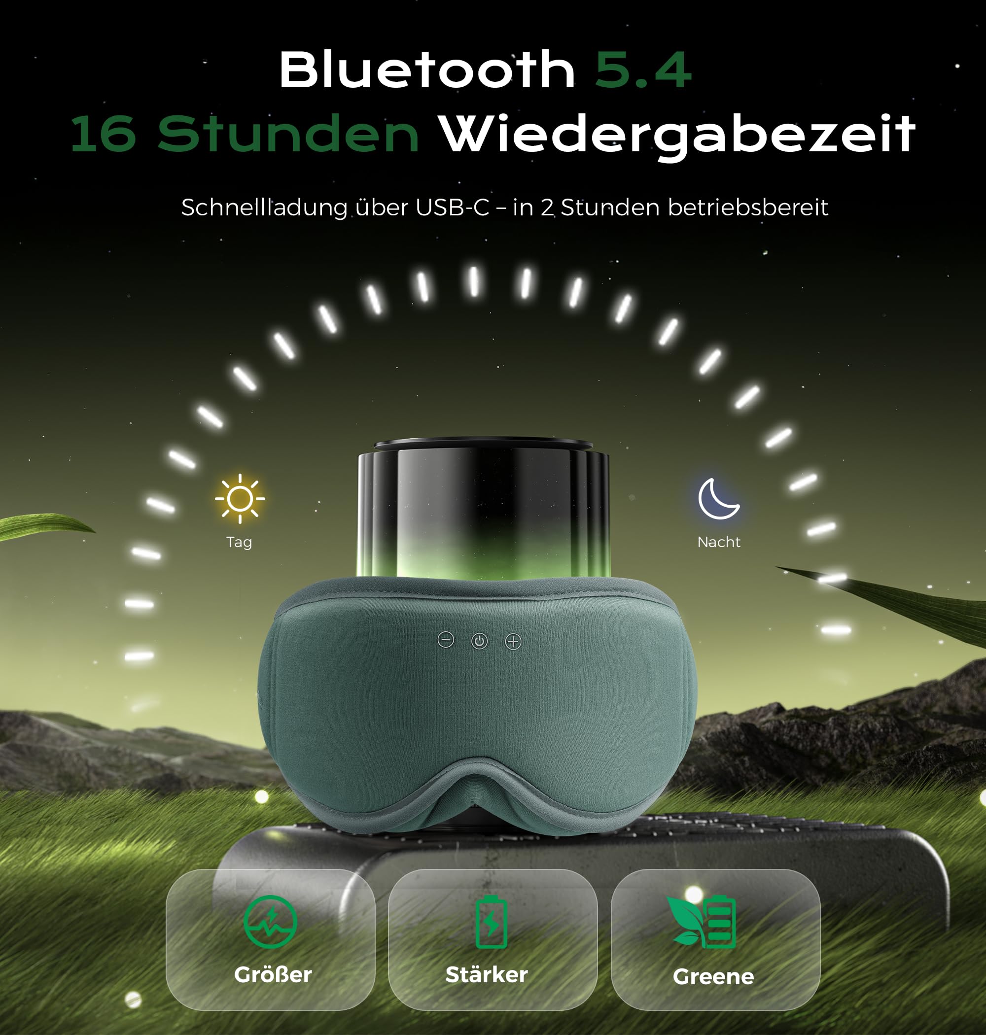 MUSICOZY Schlafmaske mit kopfhörer | 100% Schatten 3D Schlafkopfhörer schlafmaske Bluetooth Weich Augenmaske aus Bio-Bambus-Baumwolle für Reisen,erholsamen| Bluetooth 5.4 Schlaf Kopfhörer