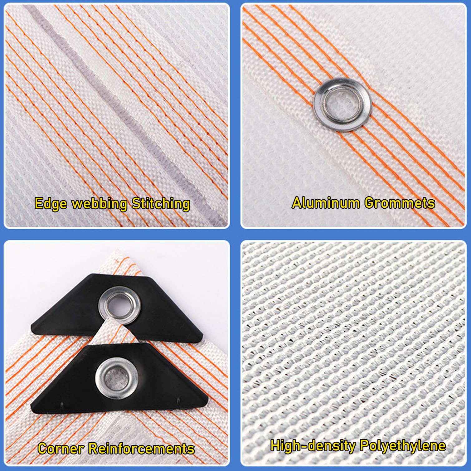 Rete ombreggiante con protezione UV al 90%, in tessuto bianco con occhielli, traspirante, per piante da serra e copertura del patio (800 cm x 800 cm)