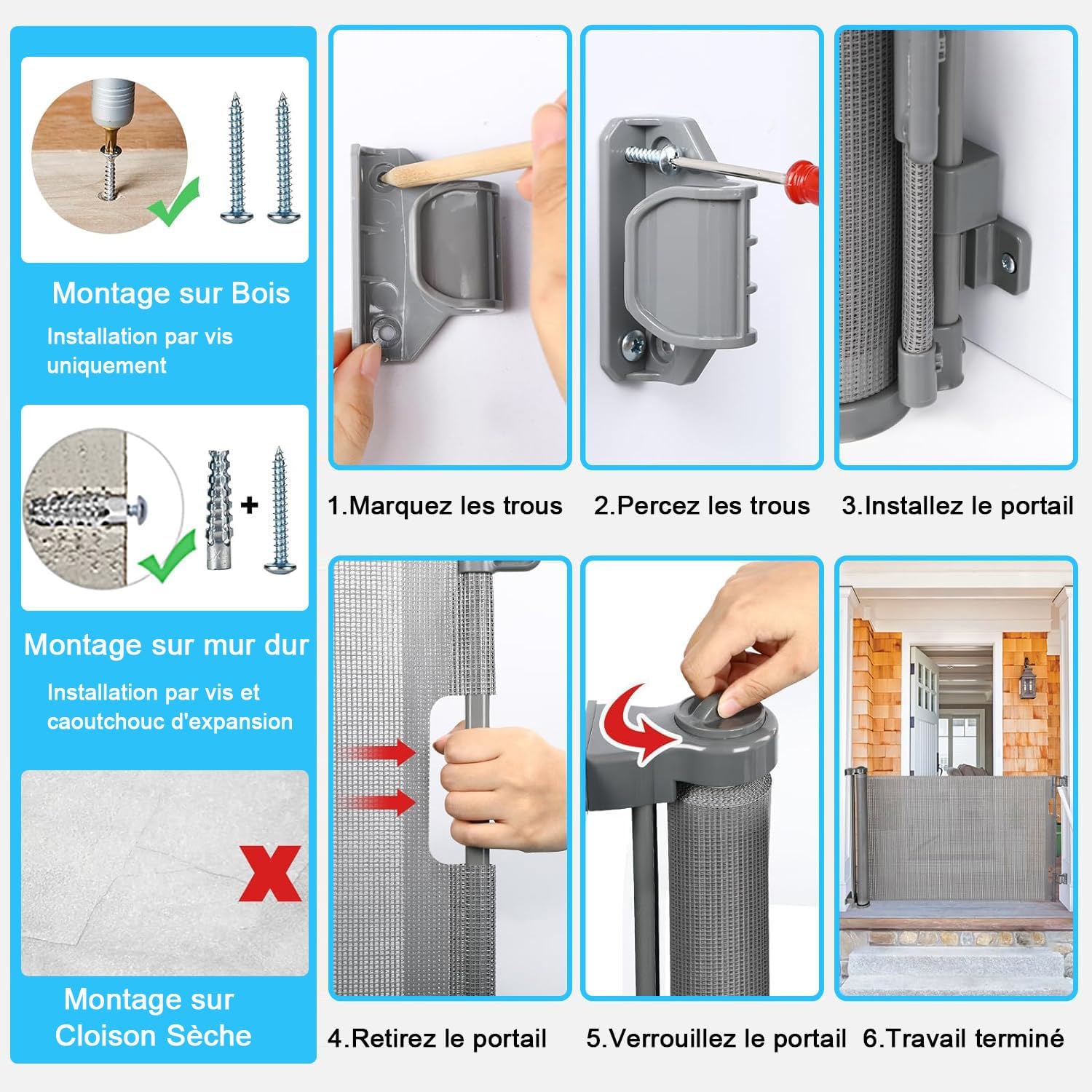 Barrera de seguridad retráctil en entorno doméstico
