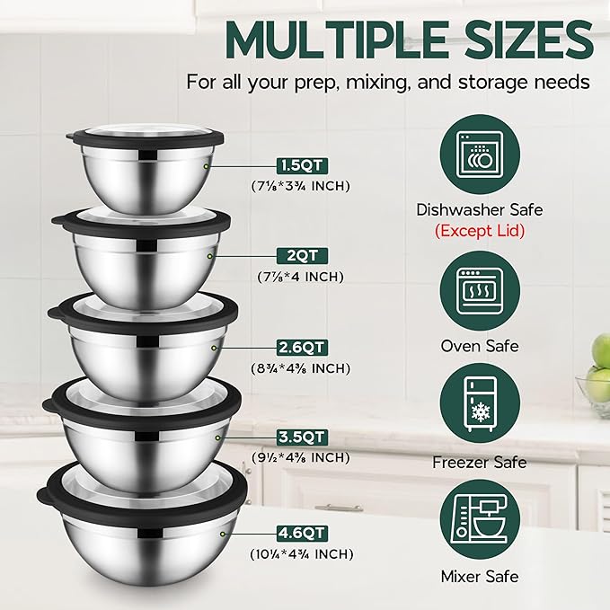 Set Cuchillos Cocina 12 Piezas Acero Inoxidable y Bowls miniatura 3
