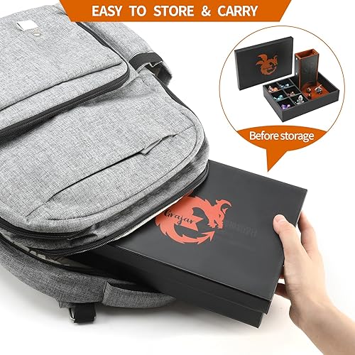 Miniatura 6 de DND - Bandeja de dados y torre de dados con almacenamiento, bandeja rodante de dados 3 en 1 con tapa, almacenamiento portátil de dados para juegos