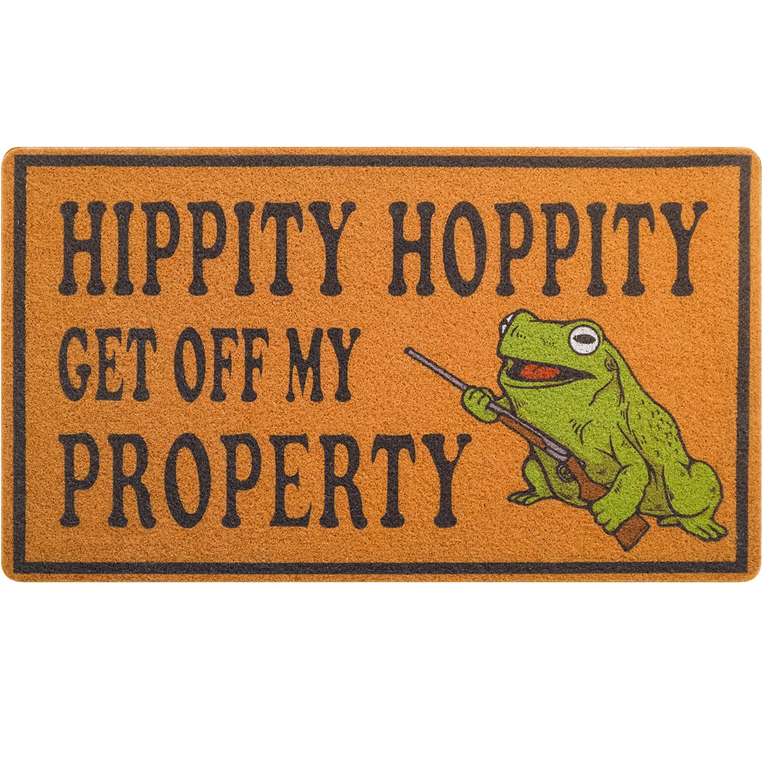 Faptoena Funny Door Mat for Front Door, Frog Coir Doormat for Outside Entrance Hippity Hoppity Get of My Property Welcome mats 30x17 inch with Anti-Slip Rubber Backing,Perfect Home Decor for Porch