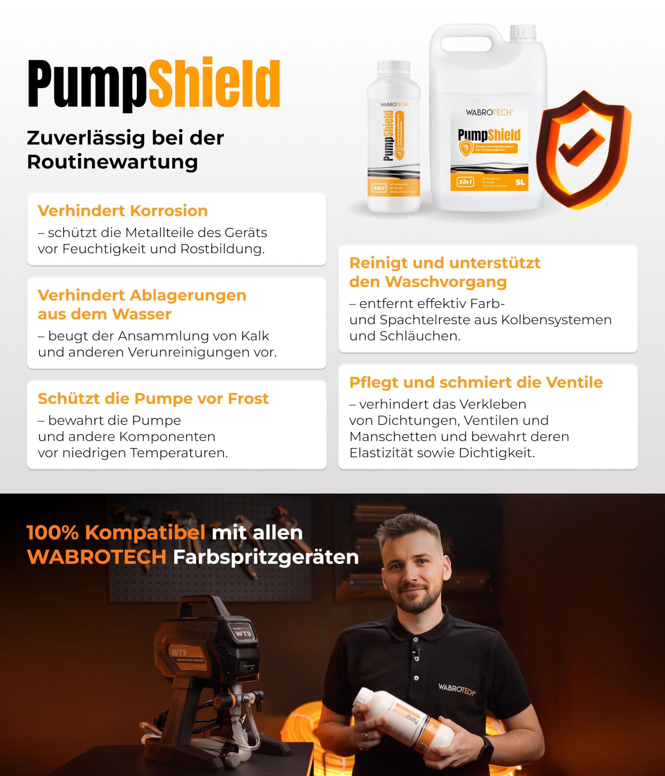 WT9 Farbsprühsystem Wandfarbe 700 W - 200 Bar Hochdruck Airless Farbsprühgerät - Airless Spritzgerät 1,5 L/min - Farbspritzgerät 10000 m2/J - Lackierpistole mit Schlauch 7,5 m - 1/4"