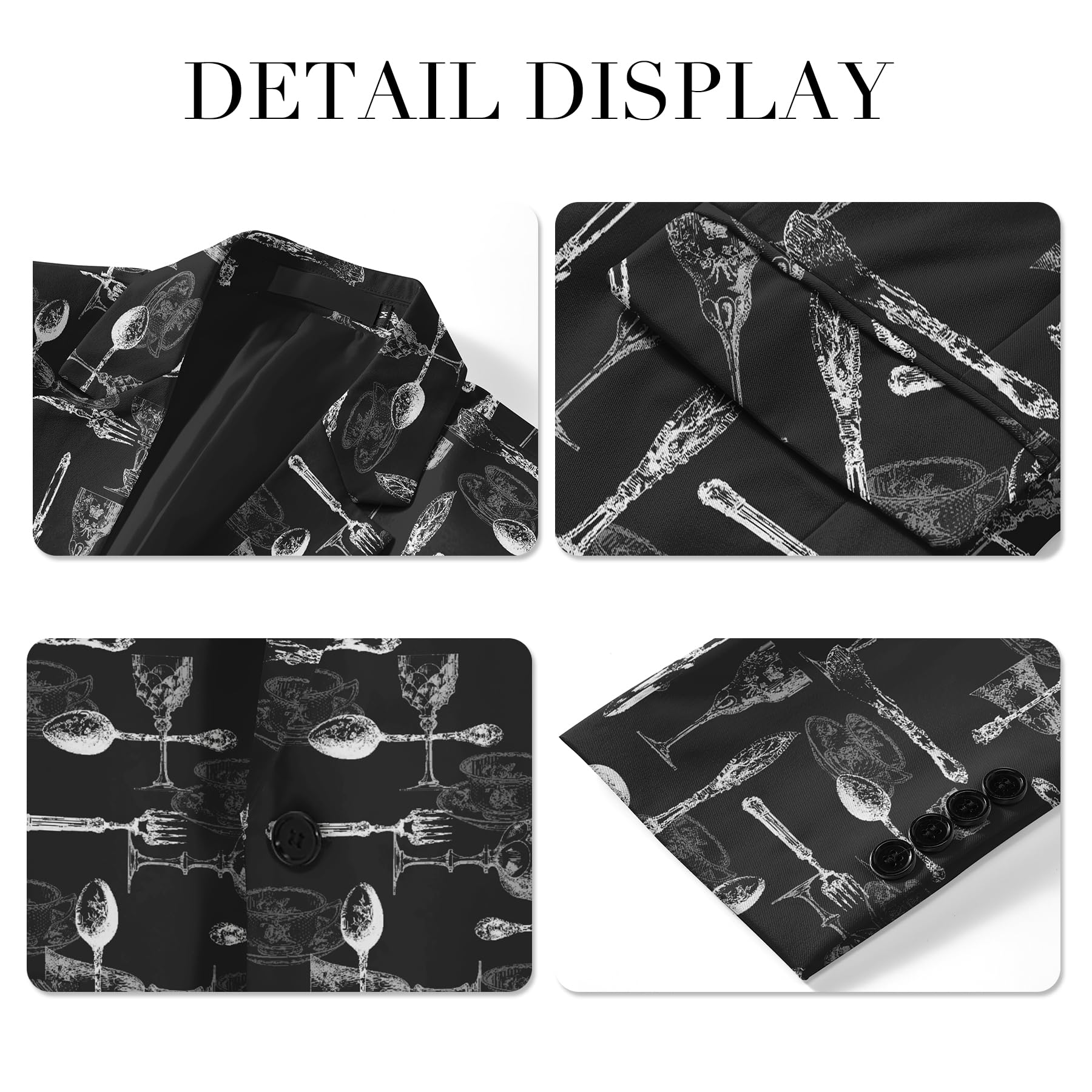 Avantgarde Bedruckter Blazer Herren Premium Digitaldruck Streetwear Sakko mit Reverskragen EIN-Knopf Schmaler Passform Party Blazer für Männer Frauen
