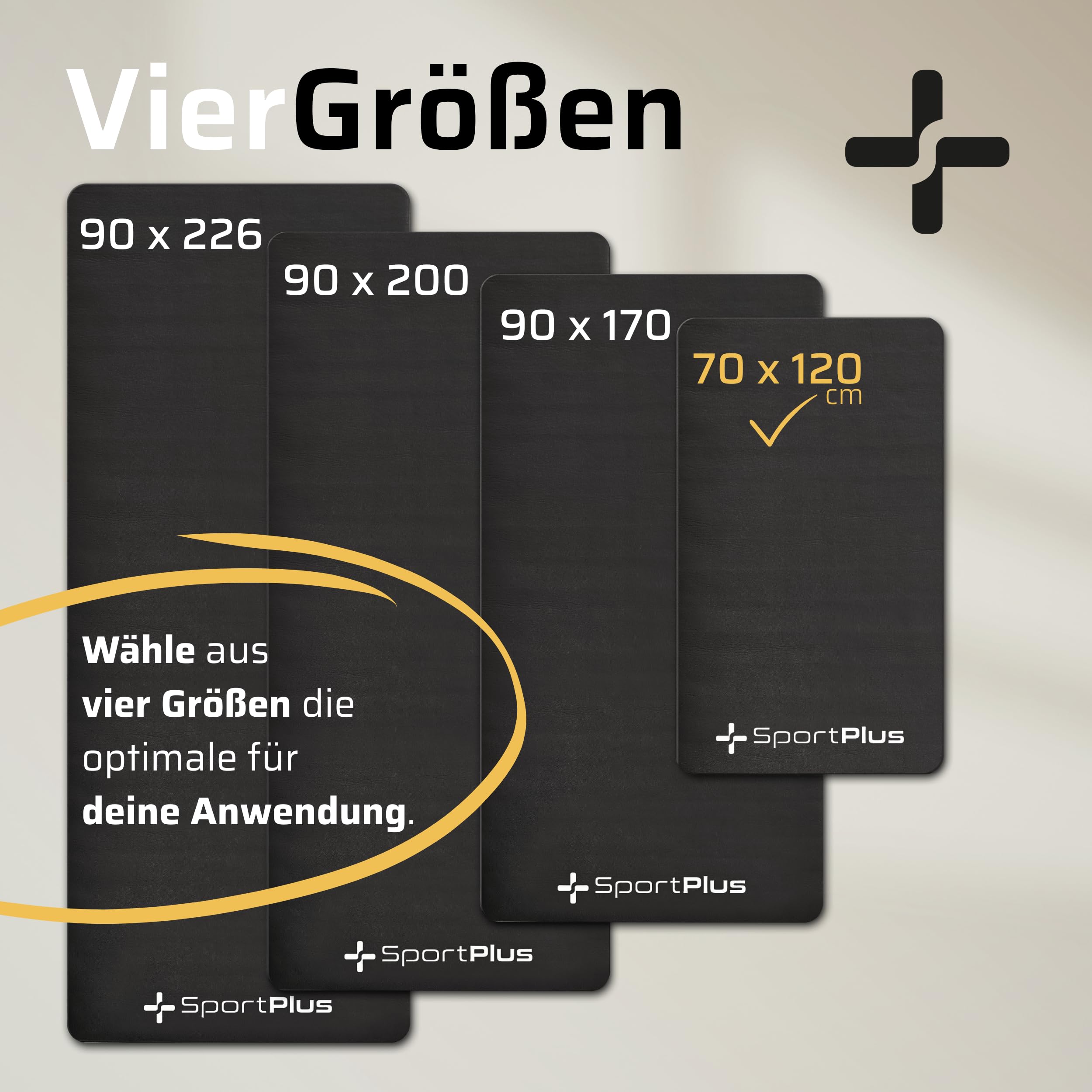 SportPlus Bodenschutzmatte Fitness | 4 Größen – rutschfeste Unterlage für Sportgeräte wie Ergometer, Heimtrainer, Rudergerät, Laufband – schadstoffgeprüft, auch für Yoga & Gymnastik