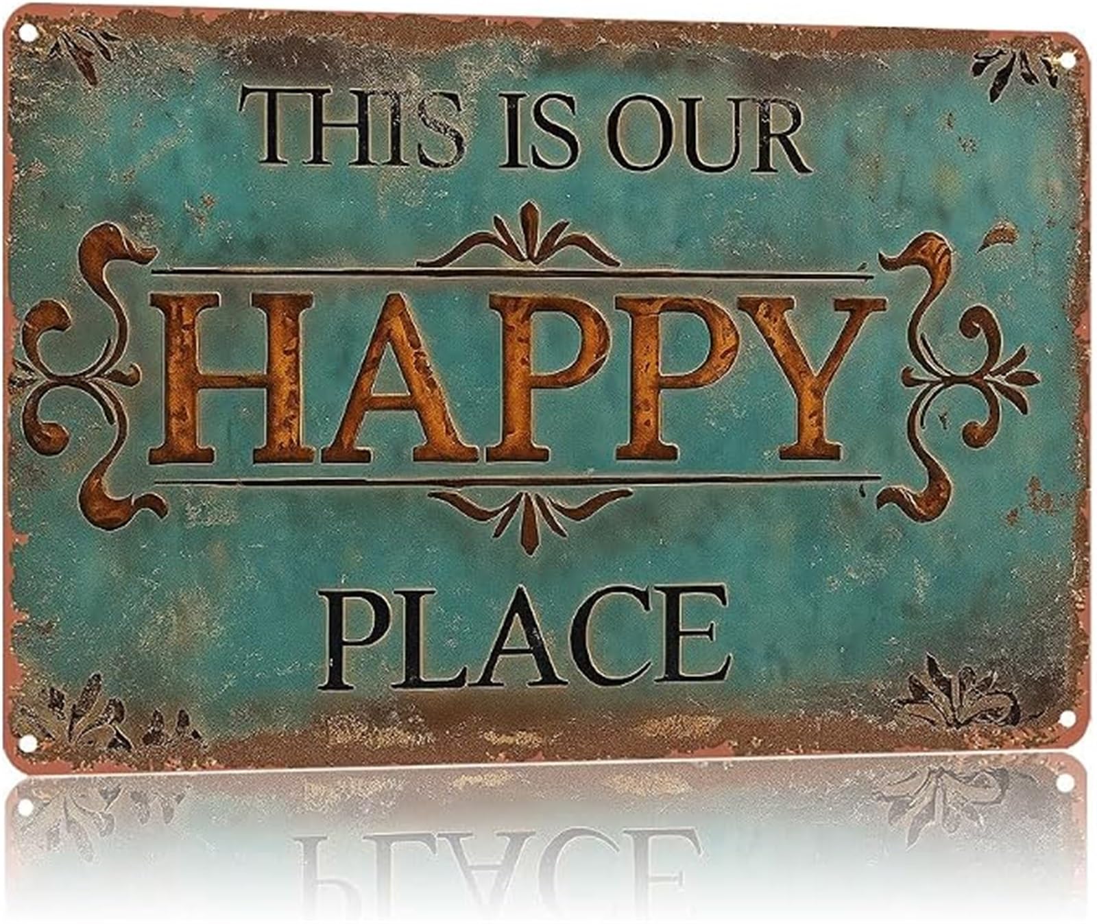 VWWJCCRO Vintage This Is Our Happy Place Sign Rustic Porch Patio Outdoor Wall-Art Decorative Plaque 8 X 12 in