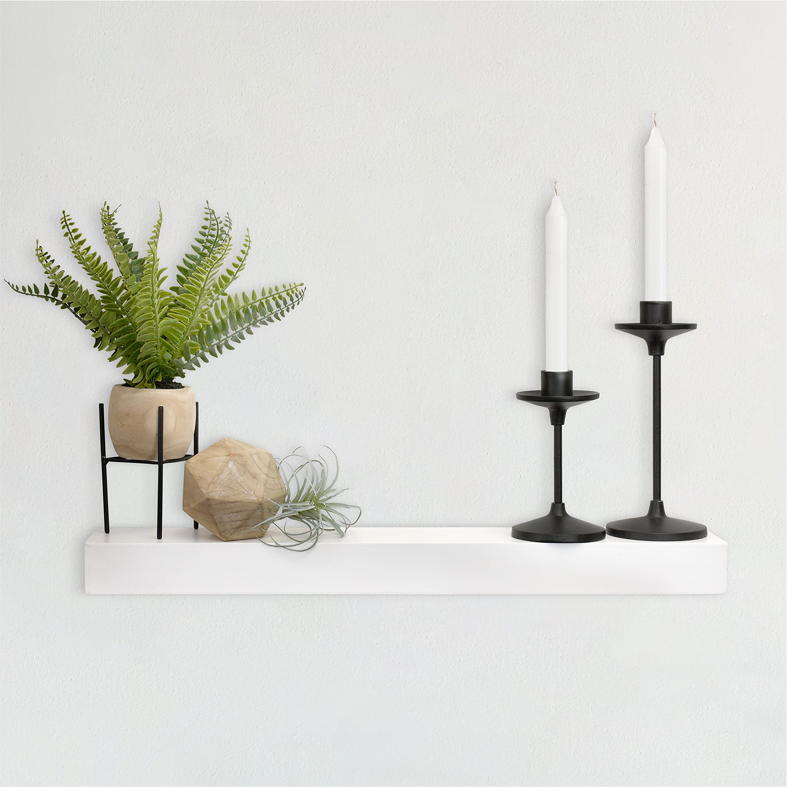 mcs floating shelf, room decor wooden shelf, white, 24 x 4 inch