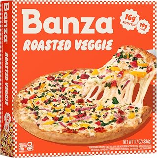 Banza Roasted Veggie Chickpea Pizza - 16g Protein Gluten-Free Frozen Pizza, 10.9oz High-Protein Meal