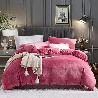 12 Burgundy Bedroom Ideas for Rich Elegant Cozy Depth 10 Fluffy Velvet Duvet Cover Set Red Queen Size Fall Winter Soft Warm Flann...